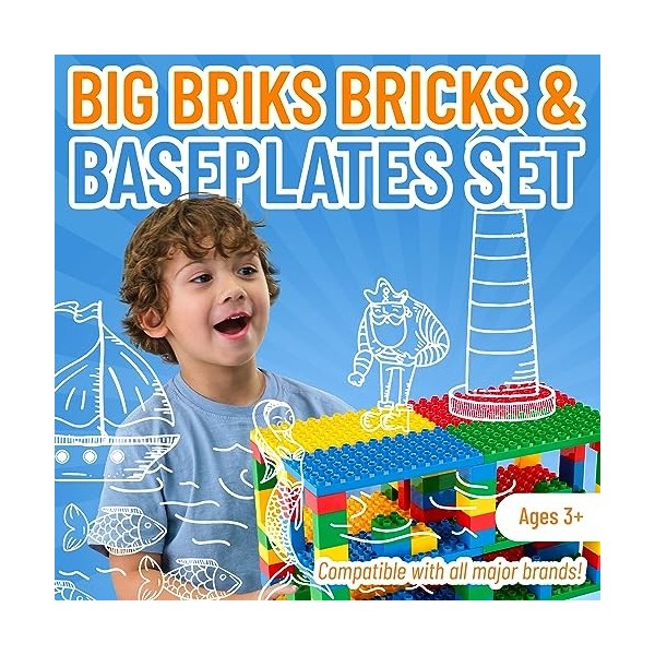 Strictly Briks Blocs de Construction pour Enfants et Tout-Petits, Ensemble de Grosses Briques Classiques et plaques de Base, 