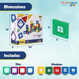 Playmags Carreaux aimanté bâtiment 60 Pcs Tiles Set 