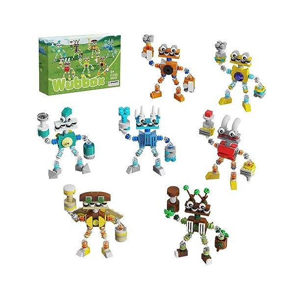 Ensemble de Blocs de Construction My Singing Monster, 7 en 1 Figurine Wubbo Monster, Jouet de Jeu Musical Mignon, Cadeaux pou