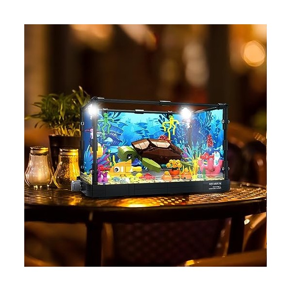 JMBricklayer Creator Fish Tank 21106 Blocs de construction pour aquarium avec LED Jouet Animaux Idéas Cadeaux pour adultes et