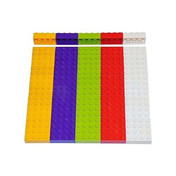 LEGO Parts and Pieces: Assorted 2x4 Bricks Light Orange, Lime, Purple, Red, White - 50 Pieces