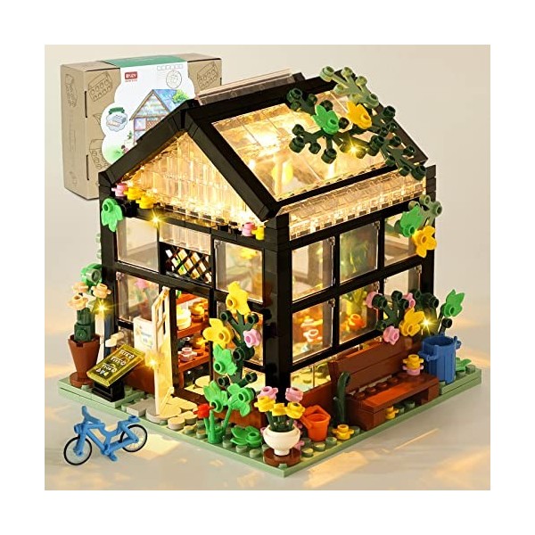 OKKIDY Toys Flower House Ensemble de Construction, Flower House Ensemble de Jouets Create Cozy House, Street View Flower Frie