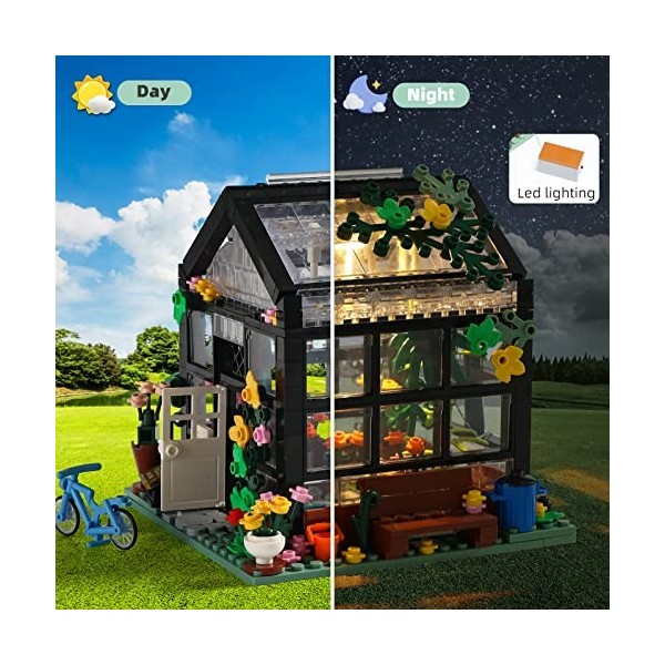 OKKIDY Toys Flower House Ensemble de Construction, Flower House Ensemble de Jouets Create Cozy House, Street View Flower Frie