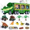 Oderra Dinosaure -Jouet de Camion de Transporteur , Tracteur avec 3 Mini Voitures de Jouet danimal de Dinosaure, Filles et E