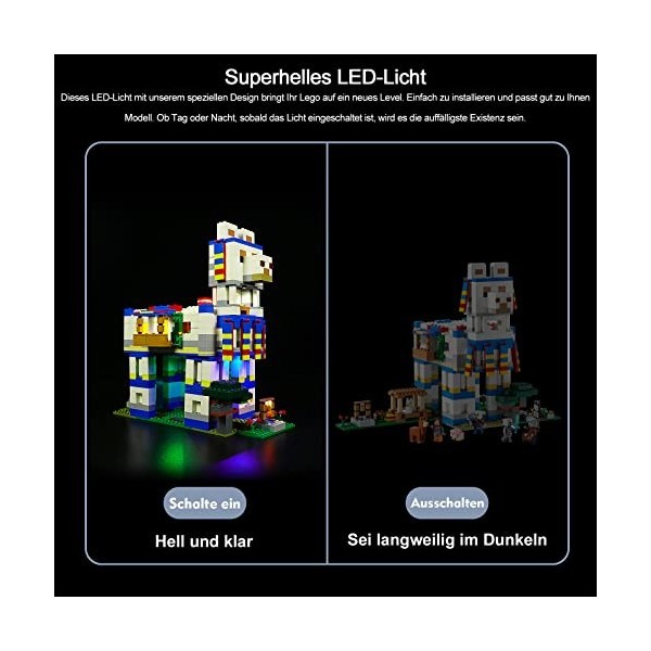 BrickBling Kit déclairage LED pour Lego 21188 Minecraft The Lamadorf Set Pas de modèle Lego , Décoration DIY Kit déclairag