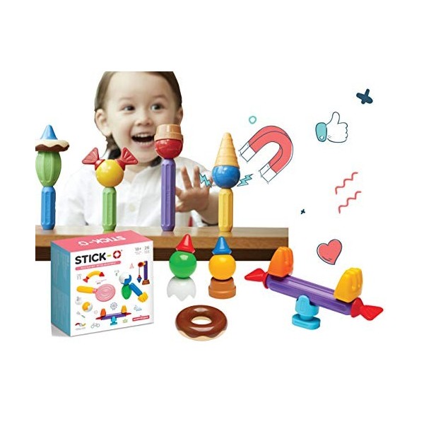 Stick-O Jeu de Construction magnétique pour Enfants à partir de 1,5 Ans, Jouets de Construction créatifs et éducatifs, Jeu de