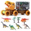 Oderra Jouet Dinosaure Camion - Voiture Dinosaure Enfant avec 6 Mini Dinosaures et Deux Arbres, Jouet Dinosaure avec Musique 