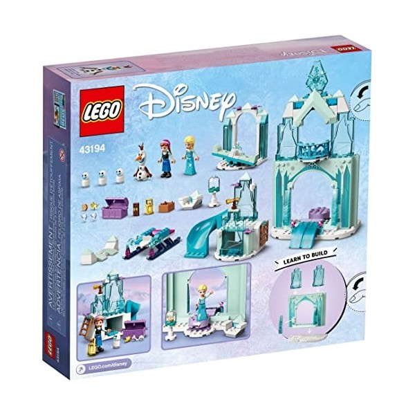 LEGO 43194 Disney Le Monde féérique d’Anna et Elsa de la Reine des Neiges avec château et poupées de Princesses, Enfant 4 Ans