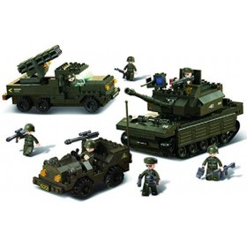 Sluban - M38-B6800 - Jeu de Construction - Army set - Char + Lance Roquettes + Jeep