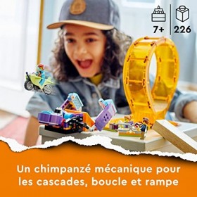 LEGO 60338 City Stuntz Le Looping du Chimpanzé Cogneur, Jouet de Moto Cross avec Minifigurines de Cascadeur et Rampe pour Enf