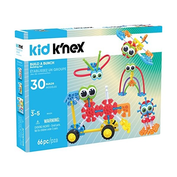 Kit Build A Bunch, Kid KNex, Basic Fun, 85422A, Modèles de Jouets DAnimaux et de Véhicules pour Un Jeu Créatif, Jouets de C
