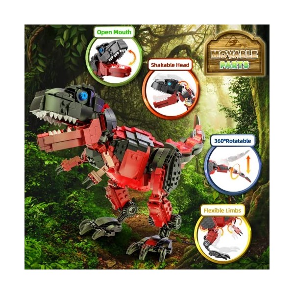 QQJOYCCI Dinosaure Construction Jouet, 782 Pièces Modèle 11 en 1 Kit de Construction Dinosaure T-Rex, Excellent Cadeau pour L