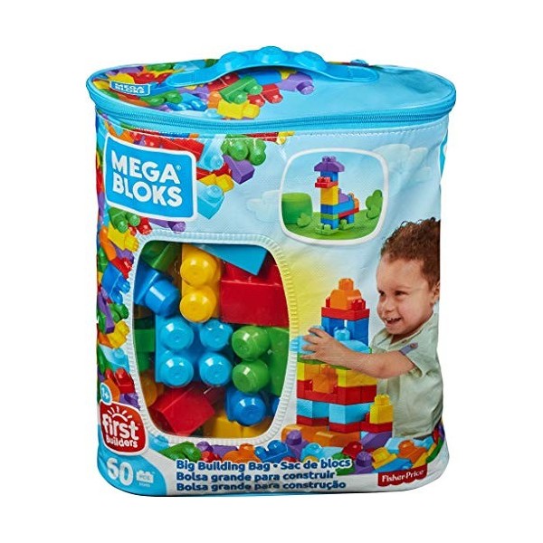 MEGA Bloks Sac Bleu, Jeu de Blocs de Construction, 60 pièces, Jouet pour bébé et Enfant de 1 à 5 Ans, DCH55 & AquaDoodle Tomy