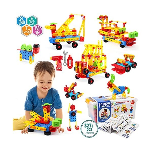 VATOS Blocs de Construction STEM Jouet 316 Pcs Jouet de Construction dapprentissage Jouet Set Blocs dIngénierie Pédagogique