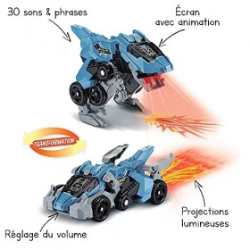 VTech - Switch & Go Dinos Fire, Dinosaure Sonore Lazor, le Super Vélociraptor, Jouet 2 en 1 Transformable en Voiture de Cours