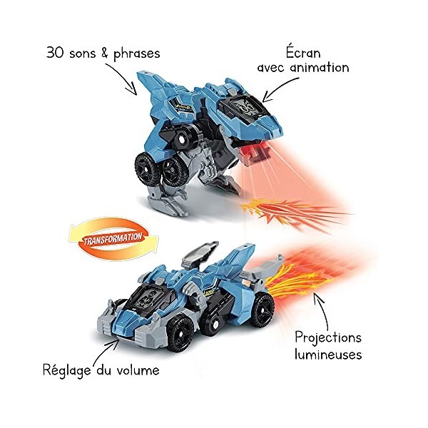 VTech - Switch & Go Dinos Fire, Dinosaure Sonore Lazor, le Super Vélociraptor, Jouet 2 en 1 Transformable en Voiture de Cours