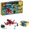 LEGO 31130 Creator 3 en 1 Jeu de 3 animaux géants avec pieuvre, homard, raie manta, 2 mini-figurines dont une figurine squele