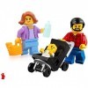 Lego City Minifigures, ensemble Combo, maman, papa et bébé dans la poussette.