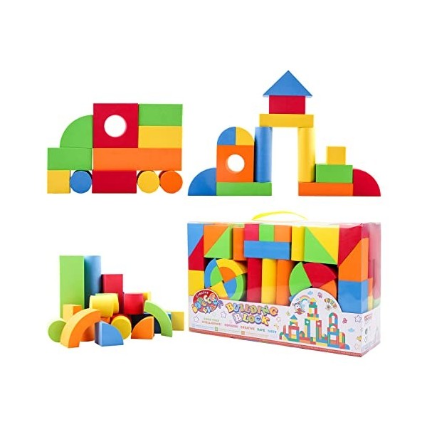 deAO Blocs de Jeu de Construction en Caoutchouc et Mousse - Jouet dapprentissage Créatif pour Les Enfants - Ensemble de Cube