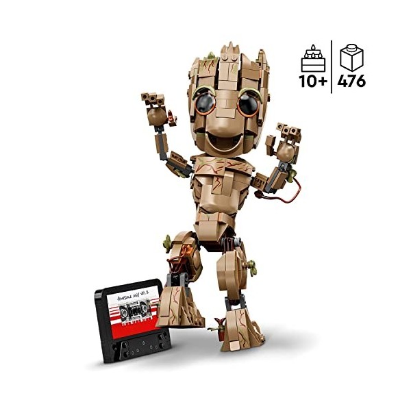 LEGO 76217 Marvel Je sAppelle Groot, Jouet à Construire et Figurine du Bébé dans Le Film, Les Gardiens de la Galaxie 2, pour