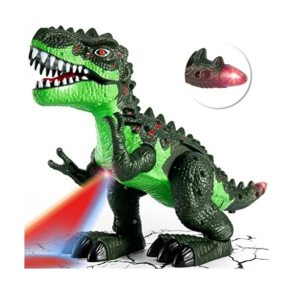 TOEY PLAY Dinosaure Jouet pour Enfant, T-Rex Figurine Dinosaure avec Lumières et Sons, Marche, Projection, Dinosaures Jouets 