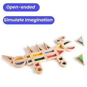 BOHS Blocs Arc-en-Ciel Acryliques 24 pcs - Jouets Éducatifs en Bois pour Tout-Petits - Idéal pour Table Lumineuse ou Fenêtr