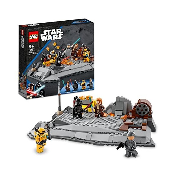 LEGO 75334 Star Wars Obi-Wan Kenobi Contre Dark Vador, Jouet de Construction, Comprend Minifigurines, Sabres Laser et Pistole