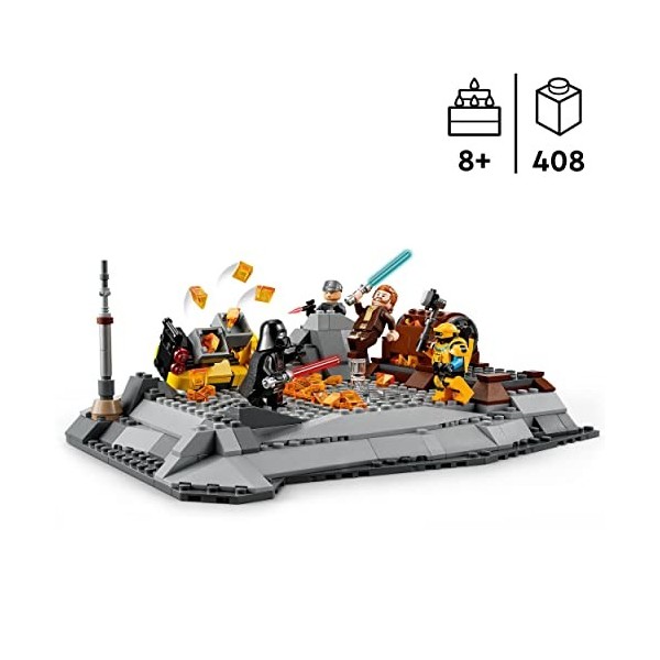 LEGO 75334 Star Wars Obi-Wan Kenobi Contre Dark Vador, Jouet de Construction, Comprend Minifigurines, Sabres Laser et Pistole