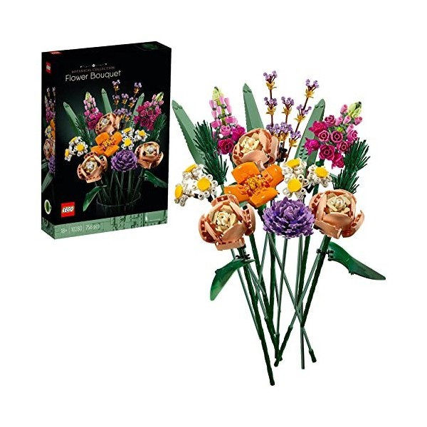 LEGO 10280 Icons Bouquet de Fleurs: Set de Fleurs Artificielles à Construire, Cadeau Unique et Décoratif pour Adultes, Collec