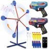 DX DA XIN Cible de Tir Rotation Jeux pour Enfants Comprend 2 Pistolets Jouets 20 Mousse Fléchettes Jouets de Jardin DExtérie