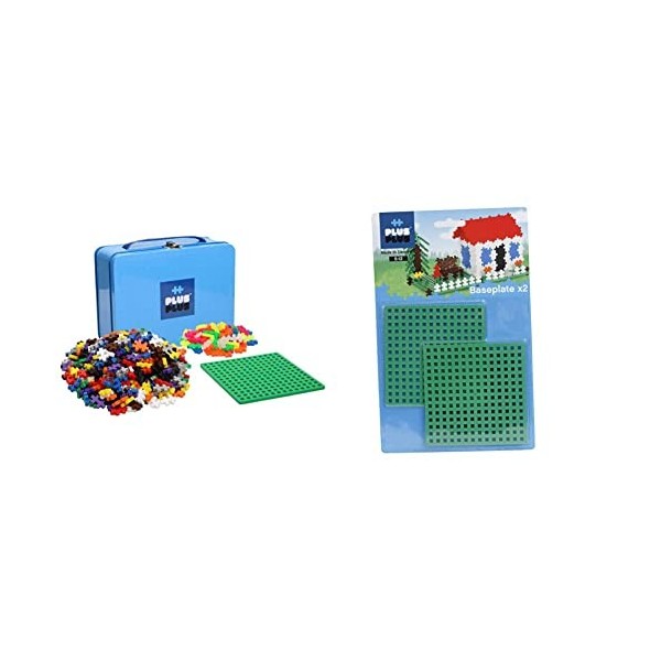 PLUS PLUS - Valisette métal Basic/Néon 600 pièces - PP7002 & Jeux de Construction 2 Bases, PP4022