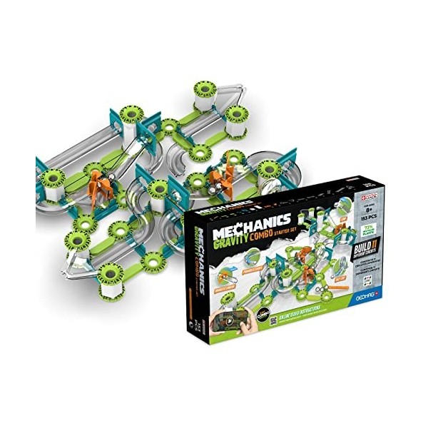 Geomag Mechanics Gravity Recycled Combo Starter Set 153 Pcs, Jeu Éducatif Et Créatif pour Les Enfants, Constructions Magnétiq