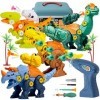 Gvoo Démontage Jouet Dinosaure, Jeux de Construction Dinosaures avec Lance Fléchette Tapis de Jeu, 4 Bricolage Dinosaures ave