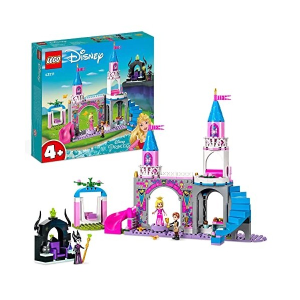 LEGO 43211 Disney Princesse Le Château d’Aurore, Jouet pour Filles et Garçons 4 Ans, Figurines Belle au Bois Dormant, Prince 
