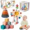 Aliex Jouet Bebe 6 Mois - 3 Ans, 4 en 1 Jeux Montessori Bébé Eveil - Cube dactivité Bébé - Silicone Souple | Liste Matériel 