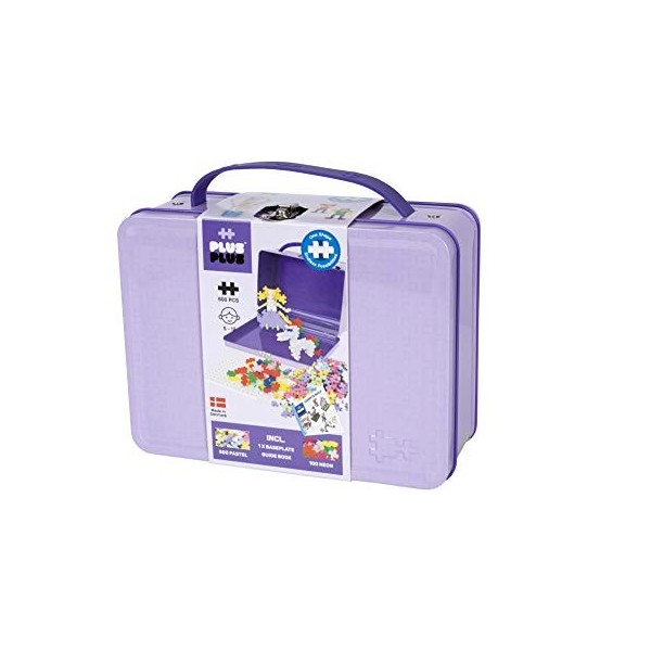 PLUS PLUS - Valisette métal Pastel/Néon 600 pièces - PP7003 & Jeux de Construction 2 Bases, PP4022