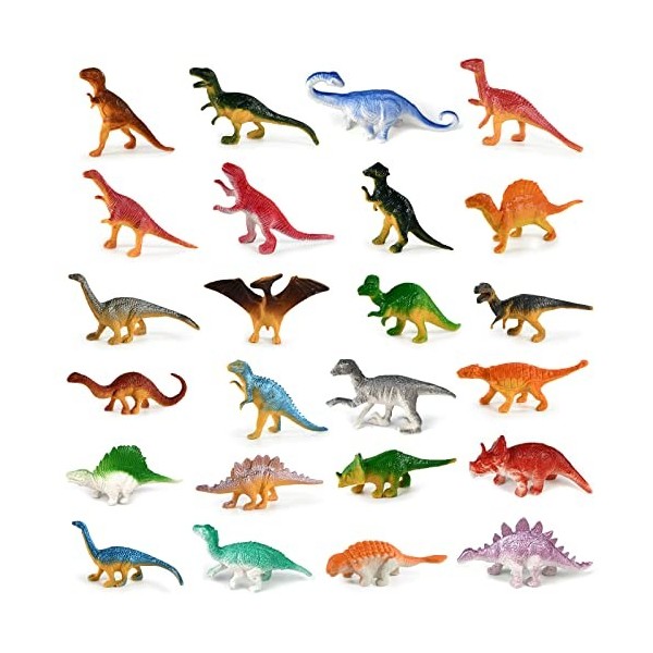 EKKONG Dinosaures Jouet, 24 Pièces Mini Dinosaure Figurine Calendrier de Lavent Charges Noël Cadeaux pour Garçons Fille Enfa