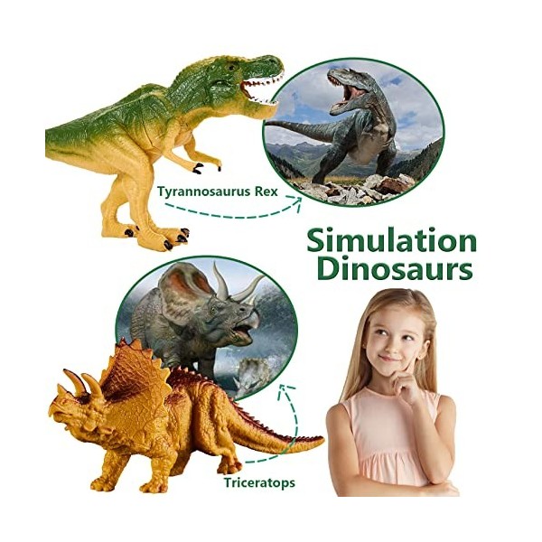 HERSITY Gros Figurine Dinosaure Enfant Jouet Realiste Triceratops Tyrannosaure Rex Stégosaure Dinosaure Jouet Éducatifs Cadea