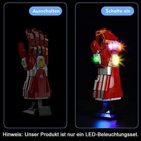 LocoLee Kit déclairage à LED pour Lego 76223 Marvel Le Nano Gant de lInfini Modèles Non Inclus , Lumière Compatible with L
