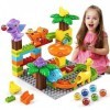 burgkidz Bloc de Construction pour Course de Billes, Jouets dinosauriens avec 67 pièces Classiques Dino big Blocks Jouets STE