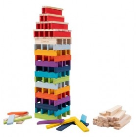 Dorjee - DT26012 - Boite de 200 planchettes de Construction colorées et naturels en Bois - Inclus: modèles de Construction - 