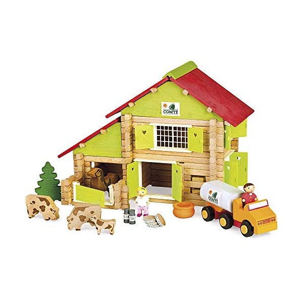 Jeujura - 8054- Jeux de Construction-Chalet a Comte avec Camion et Animaux - 180 Pieces