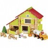 Jeujura - 8054- Jeux de Construction-Chalet a Comte avec Camion et Animaux - 180 Pieces