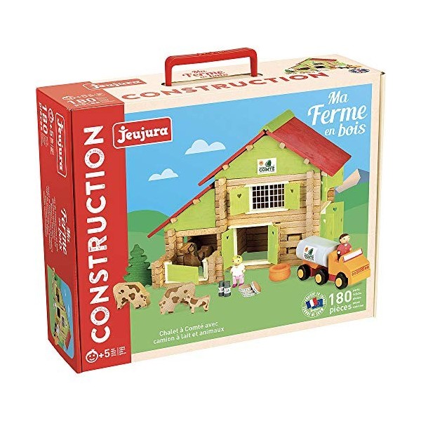 Jeujura - 8054- Jeux de Construction-Chalet a Comte avec Camion et Animaux - 180 Pieces