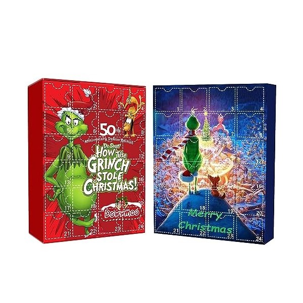 Calendrier de lAvent de Noël Grinchs, calendrier de lAvent 2023 avec 24 jouets de Noël, cadeaux du calendrier de lAvent du