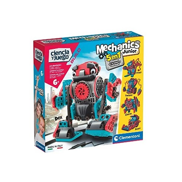 Clementoni - Mechanics Junior-Robots Construcciones Enfants, Multicolore, Taille Unique 55473 , Version espagnole