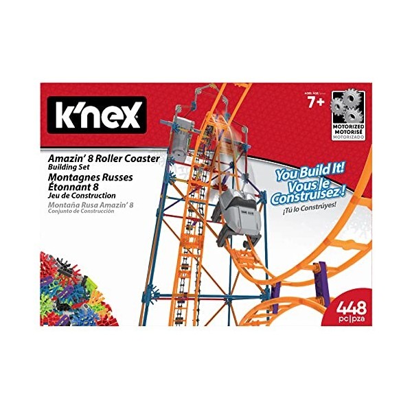 Knex 80216 Amazin 8 Coaster, Colourful Construction Set for Boys and Girls, 448 Piece Kids Building Set for Children Aged 7