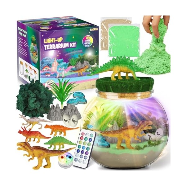 Cadeaux Dinosaures pour garçons - Kit de Terrarium Dinosaure pour Enfants - Cadeau danniversaire pour garçons âgés de 4 5 6 