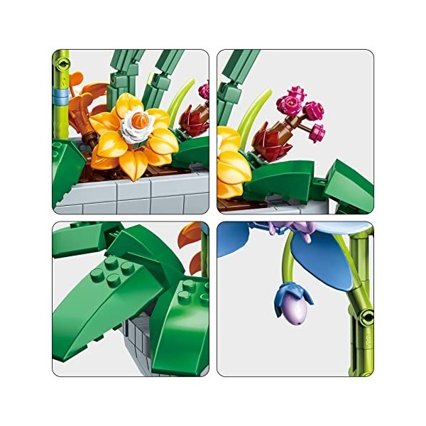 YESHIN Orchidée Briques de construction - Décoration végétale - Bouquet de fleurs - Décoration dintérieur botanique - Kit de