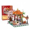 LOZ Building Blocks Educational Toy Traditional Chinese Architecture Pavilion with Lantern Firework Tree Pig Rabbit and Kid H